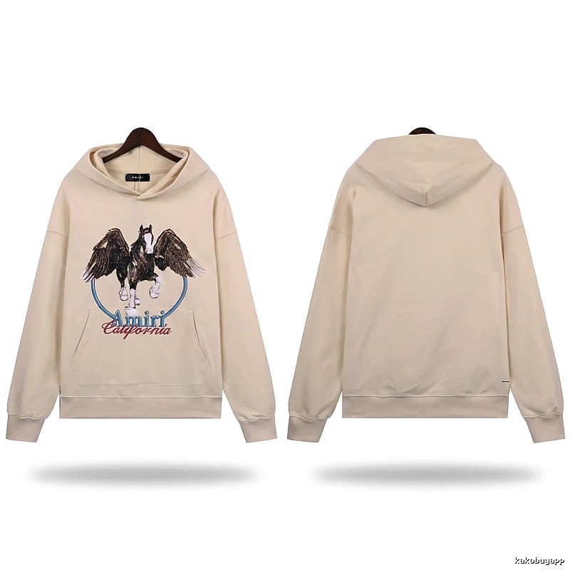 AMIRI Pegasus Series Casual Style Off-White Sweatshirt
