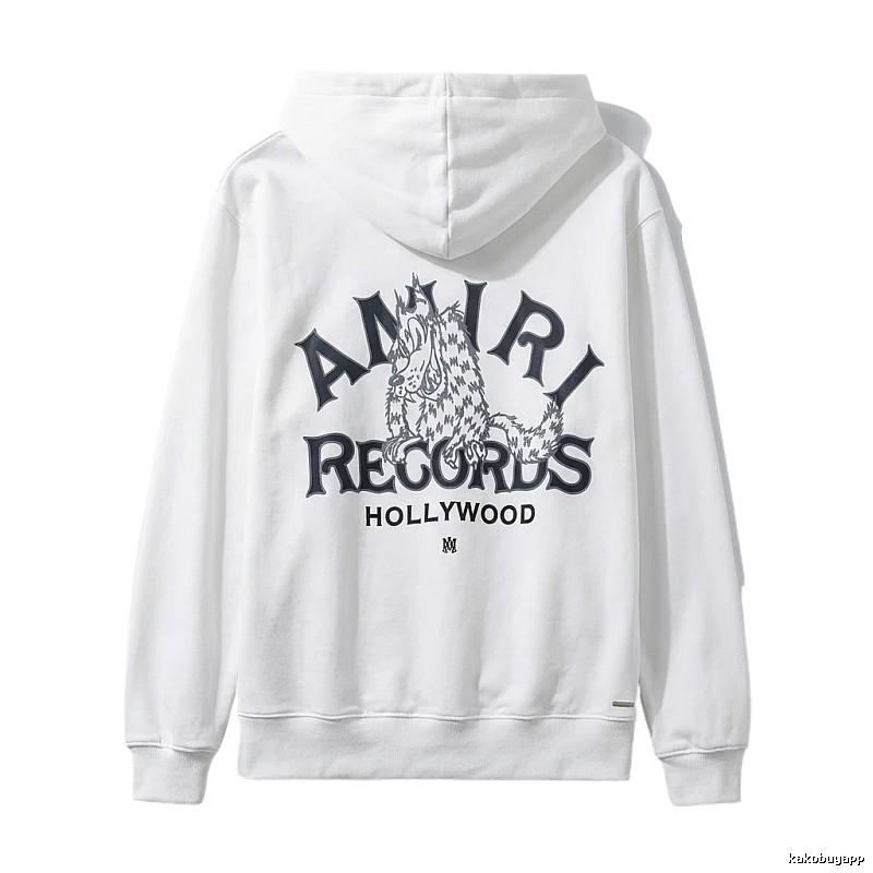 AMIRI RECORDS Series White Trendy and Cool Sweatshirt
