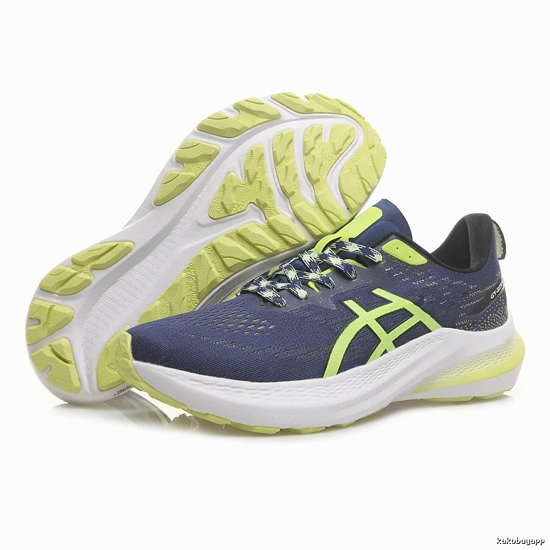 ASICS retro-style blue and yellow running shoes