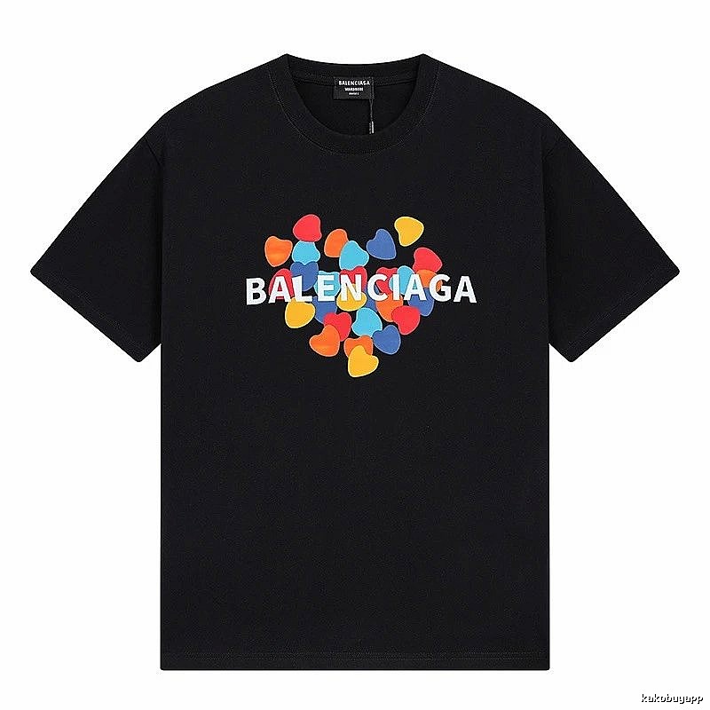 Balenciaga black T-shirt with a heart print.