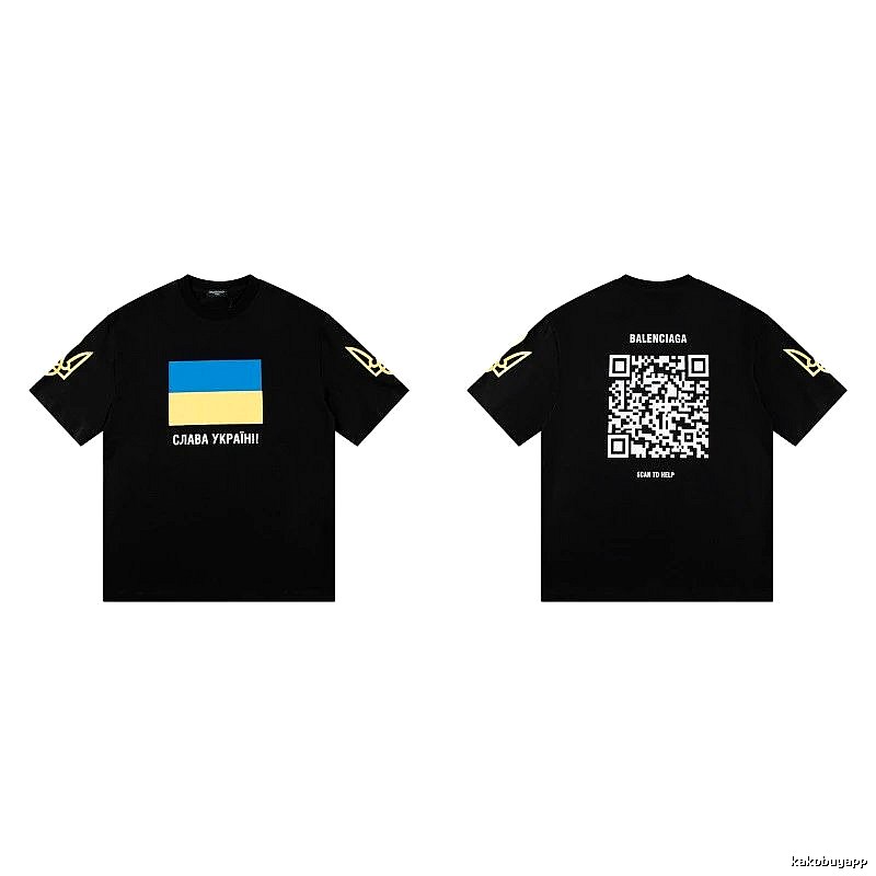 Balenciaga Charity Print Trendy Style Black Short-sleeve T-Shirt