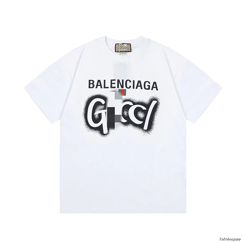 Balenciaga Co-branded Graffiti-style White Short-sleeve T-shirt