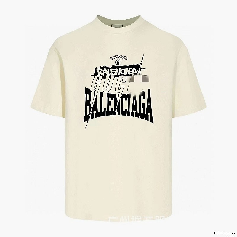 Balenciaga Co-branded Printed Street-style Off-white T-shirt