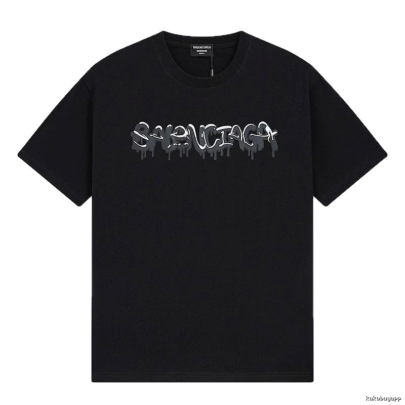 Balenciaga Graffiti Street Style Black Short Sleeve T-shirt