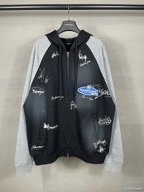 Balenciaga graffiti-style black and grey hoodie