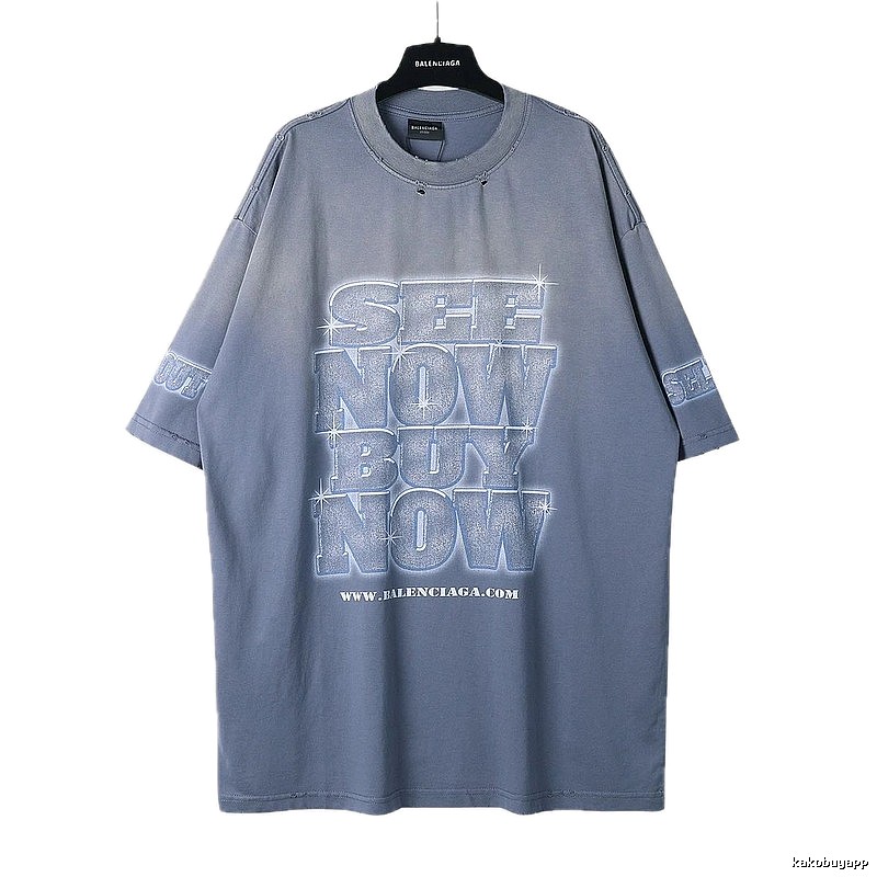 Balenciaga letter grey short-sleeve