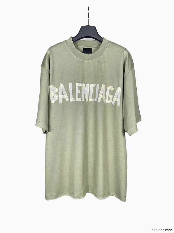 Balenciaga letter-style olive green T-shirt