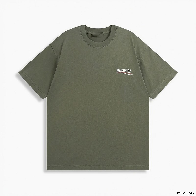 Balenciaga minimalist style olive green T-shirt