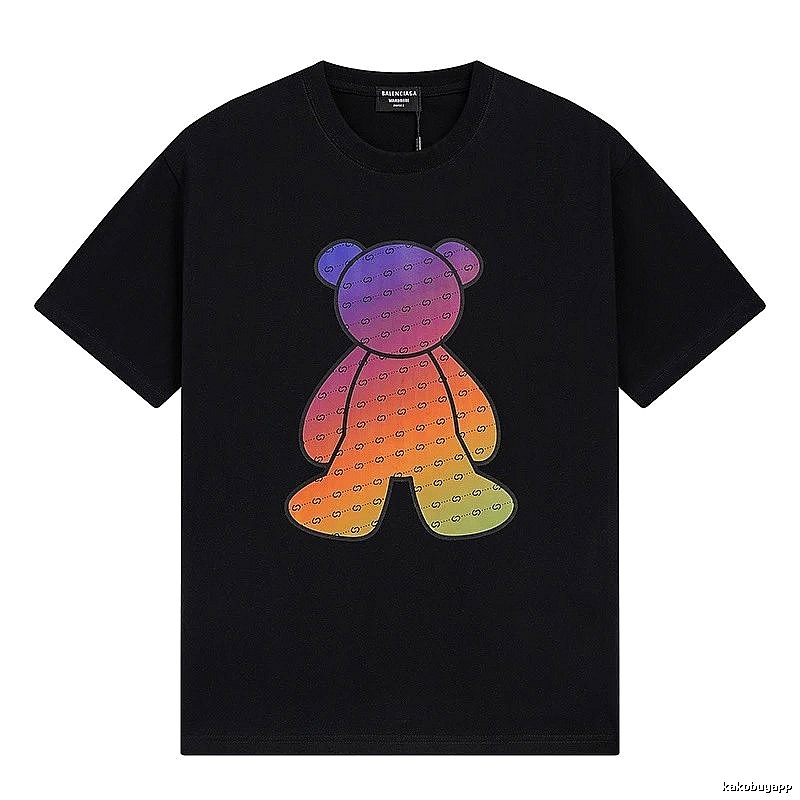 Balenciaga Rainbow Bear Short-sleeve Shirt