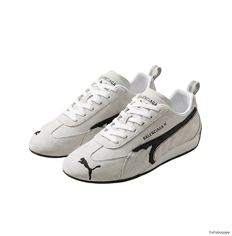 Balenciaga retro-style gray and white sneakers