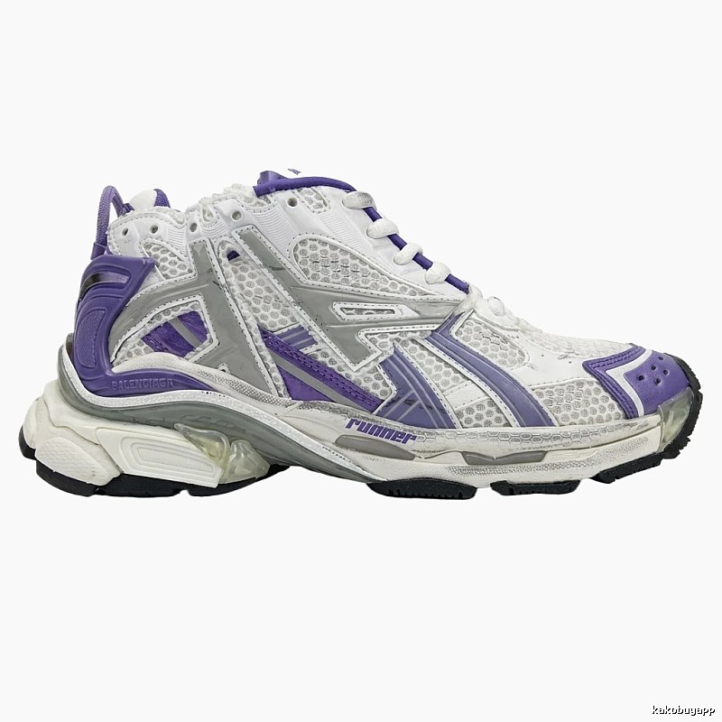 Balenciaga retro-style white and purple sports shoes