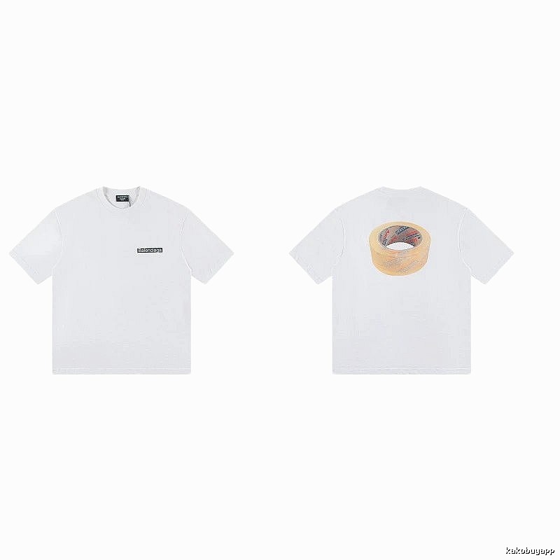 Balenciaga Tape Print Streetwear White T-Shirt