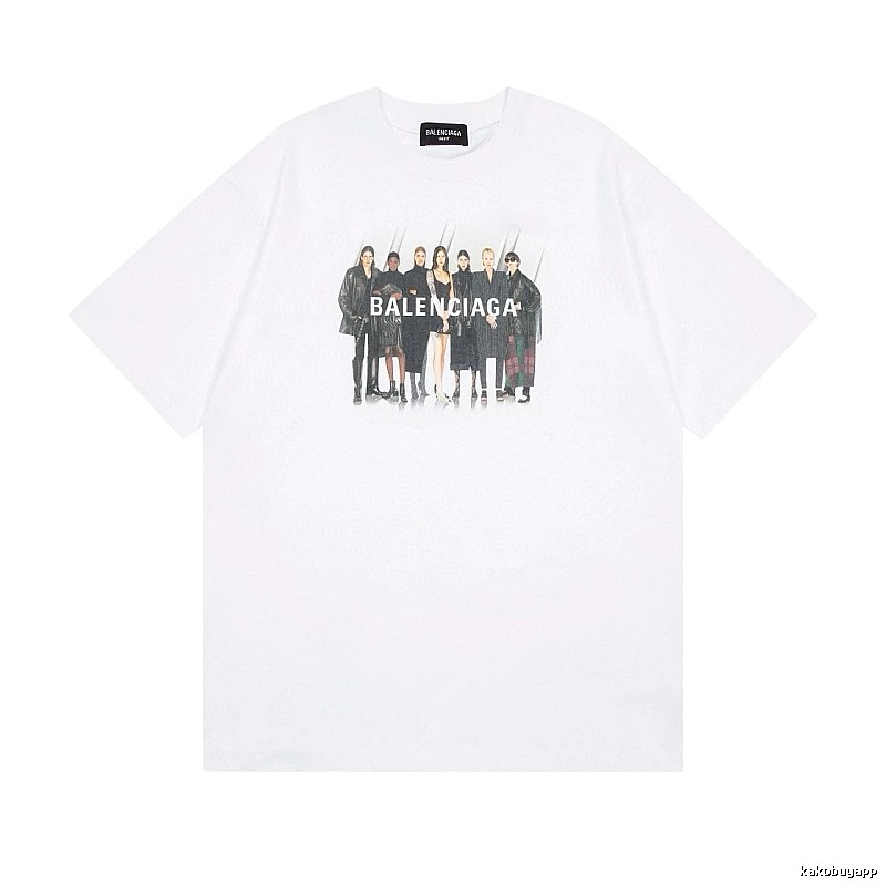 Balenciaga Trendy and Cool Style Portrait Print White T-shirt