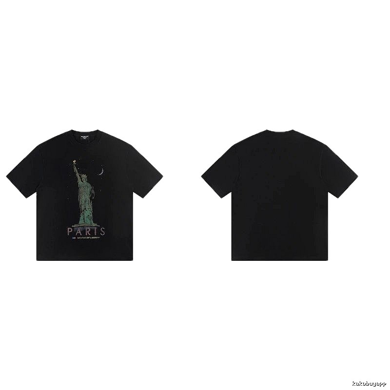 Balenciaga Vintage Style Statue of Liberty Black T-Shirt