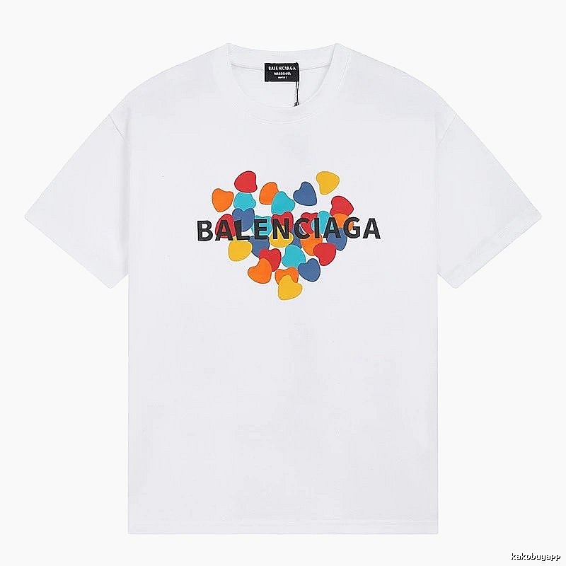 Balenciaga White T-shirt with Heart Print