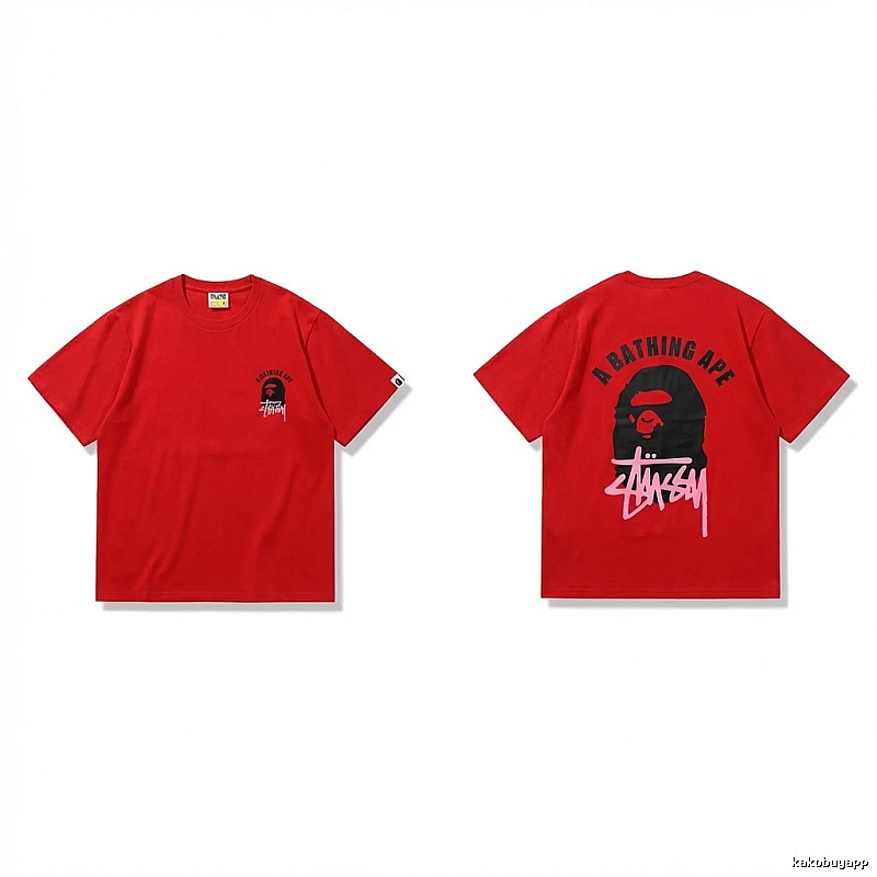 Bape Ape Head Co-branded Red T-shirt