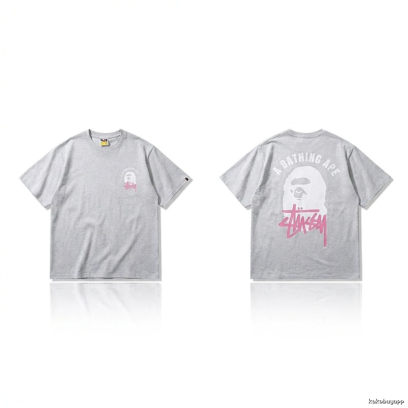 Bape Ape Head Trendy and Cool Style Gray T-shirt