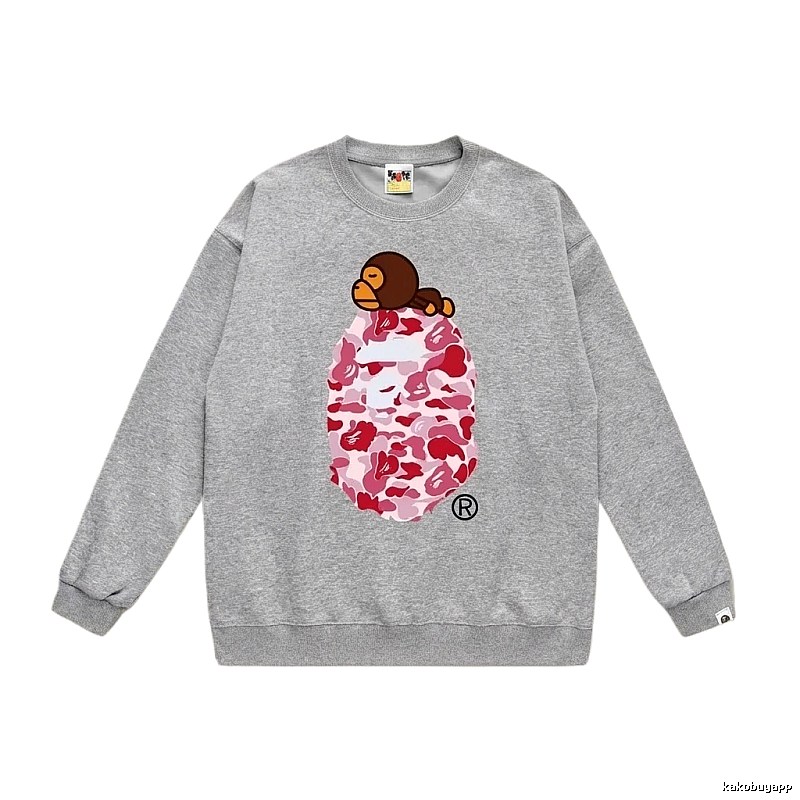Bape cartoon camouflage style gray sweatshirt