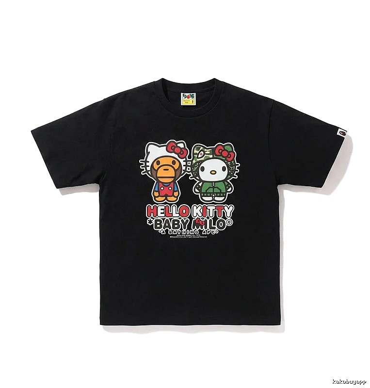 Bape Co-branded Cartoon Style Black T-shirt