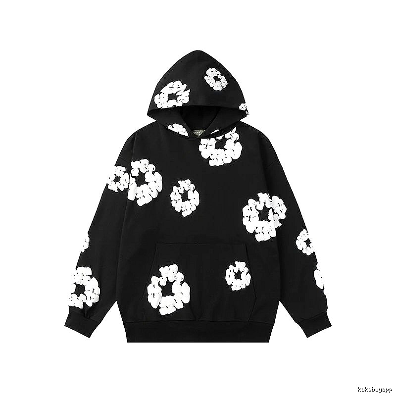 Black Bold Flower Pullover Hoodie