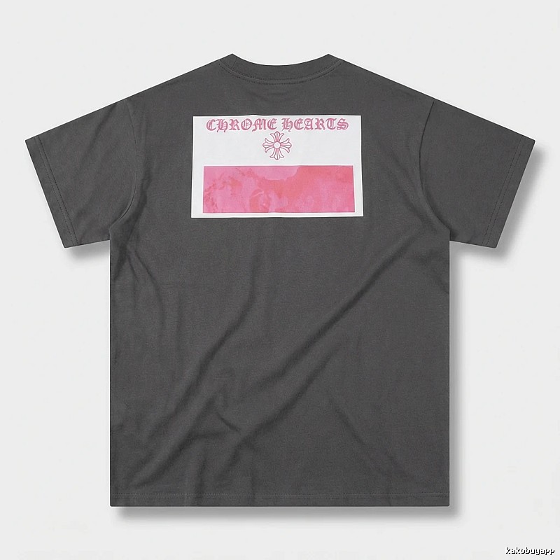 Black T-shirt with Chrome Hearts print style