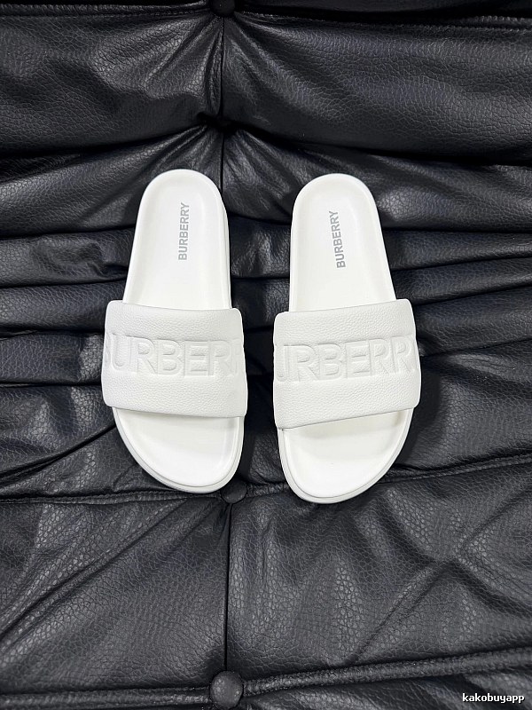 Burberry Embossed Minimalist Style White Slides