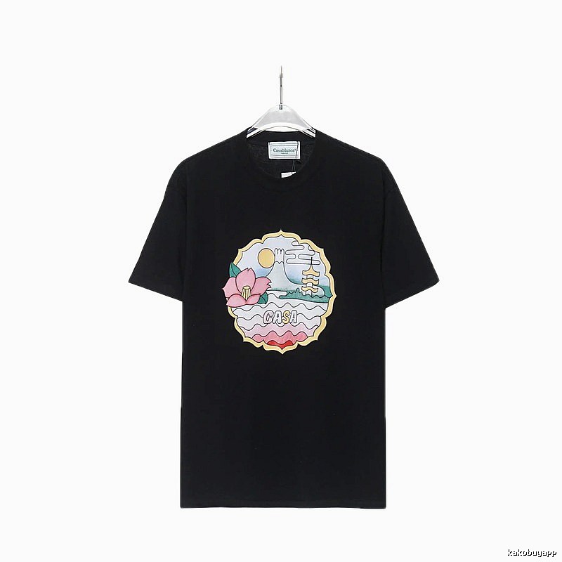 Casablanca Print Retro Style Black T-shirt