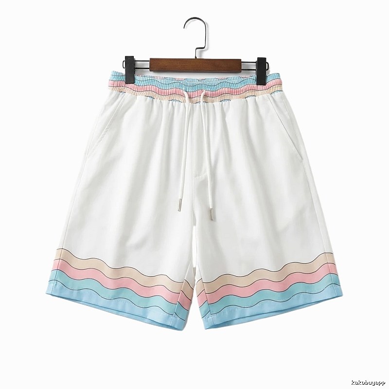 Casablanca Wave Pattern Casual White Shorts