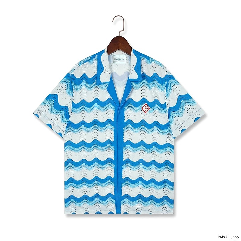 Casablanca Waves Wind Blue and White Shirt