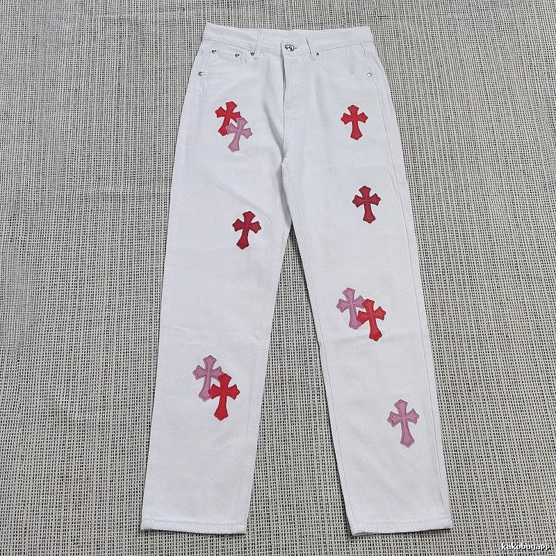 Chrome Hearts Casual Cross patch jeans White Jeans Black for Streetwear Looks