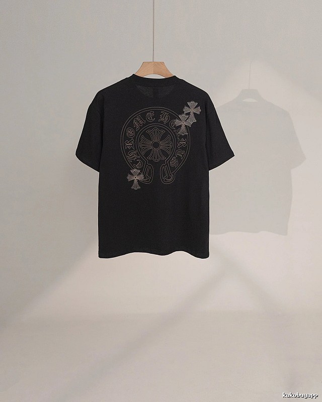 Chrome Hearts Cross Embroidered Street Style Black Short-Sleeve T-Shirt