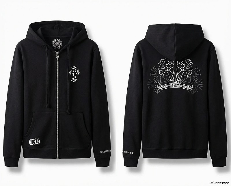 Chrome Hearts Cross Print Style Black Sweatshirt