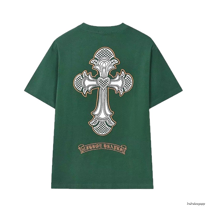Chrome Hearts Cross Street Style Dark Green Short Sleeve T-Shirt