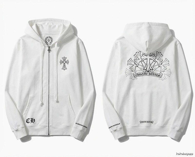 Chrome Hearts Cross Trendy and Cool Style White Sweatshirt
