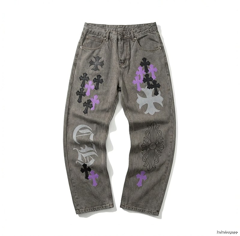 Chrome Hearts Cross Vintage Style Grey Pants