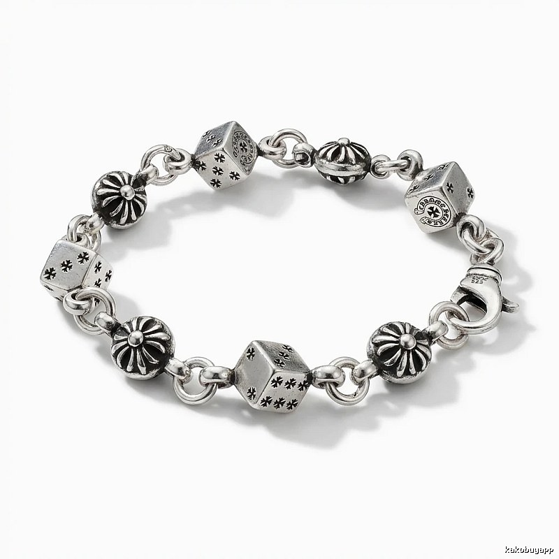Chrome Hearts Dice Retro Style Silver Bracelet