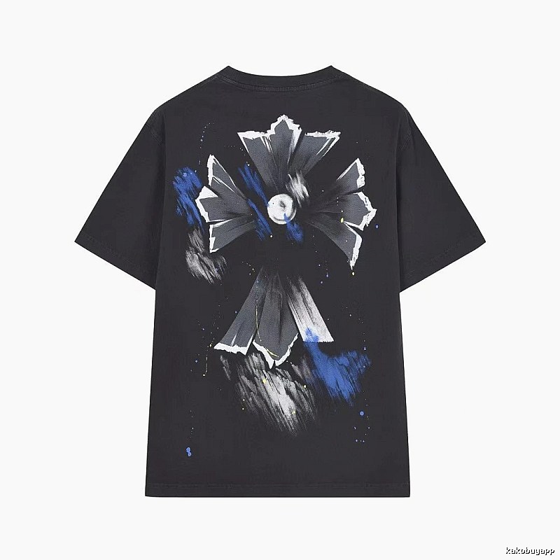 Chrome Hearts Ink-splattered Cross Street Style Black T-shirt