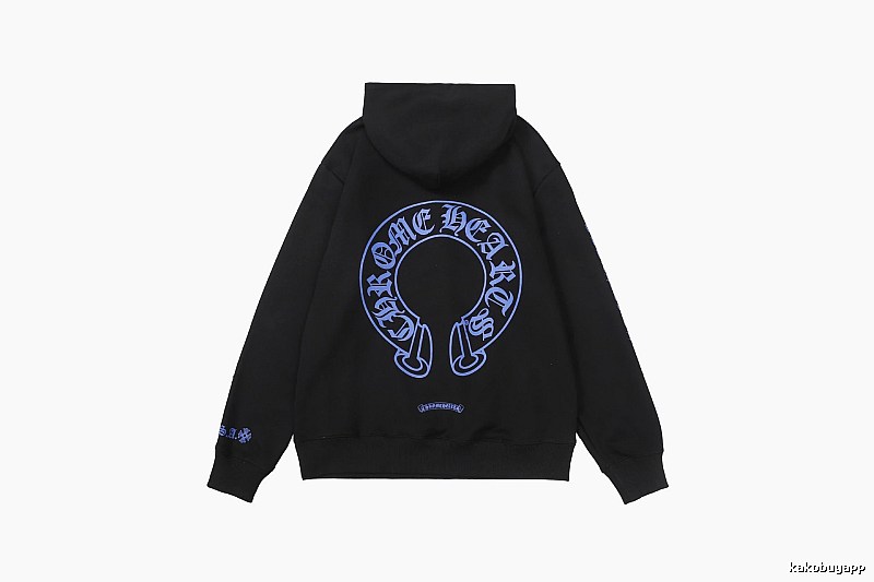Chrome Hearts Logo Detail Cross graphic hoodie Black Blue Cross with Functional Detail