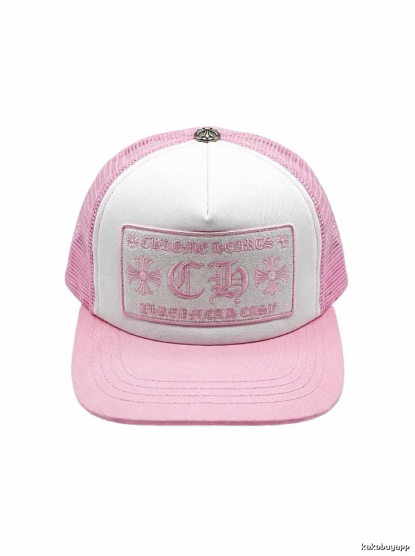 Chrome Hearts Pink and White Patchwork Trendy Hat