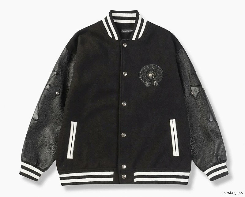 Chrome Hearts retro-style black baseball uniform.