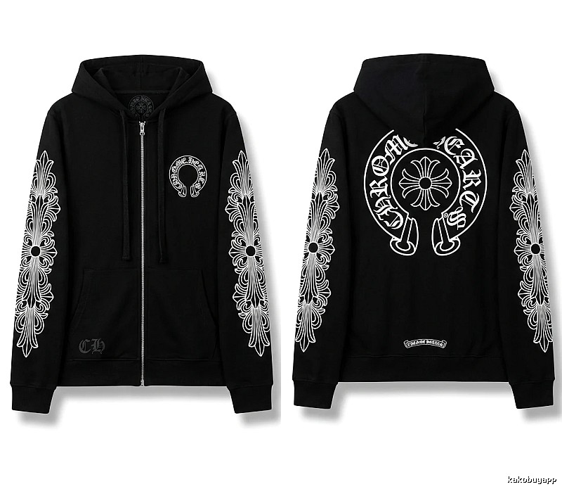 Chrome Hearts retro-style black hoodie