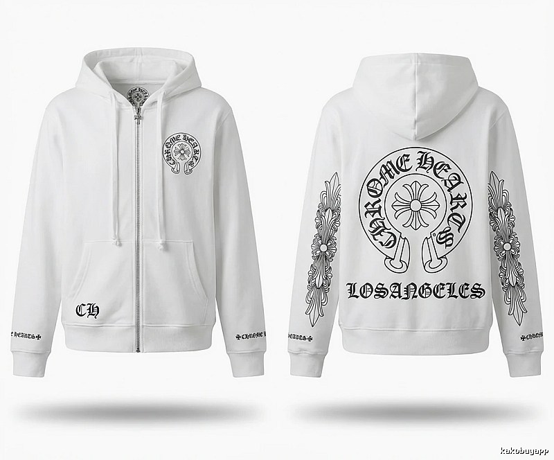 Chrome Hearts Retro Style White Hoodie