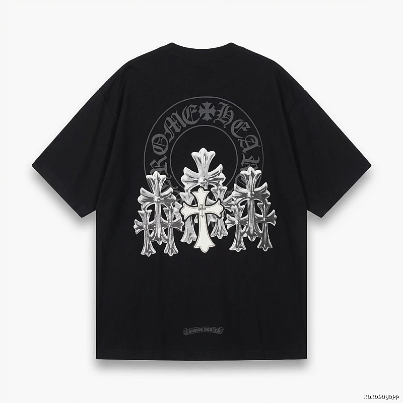 Chrome Hearts Silver Cross Black T - Shirt