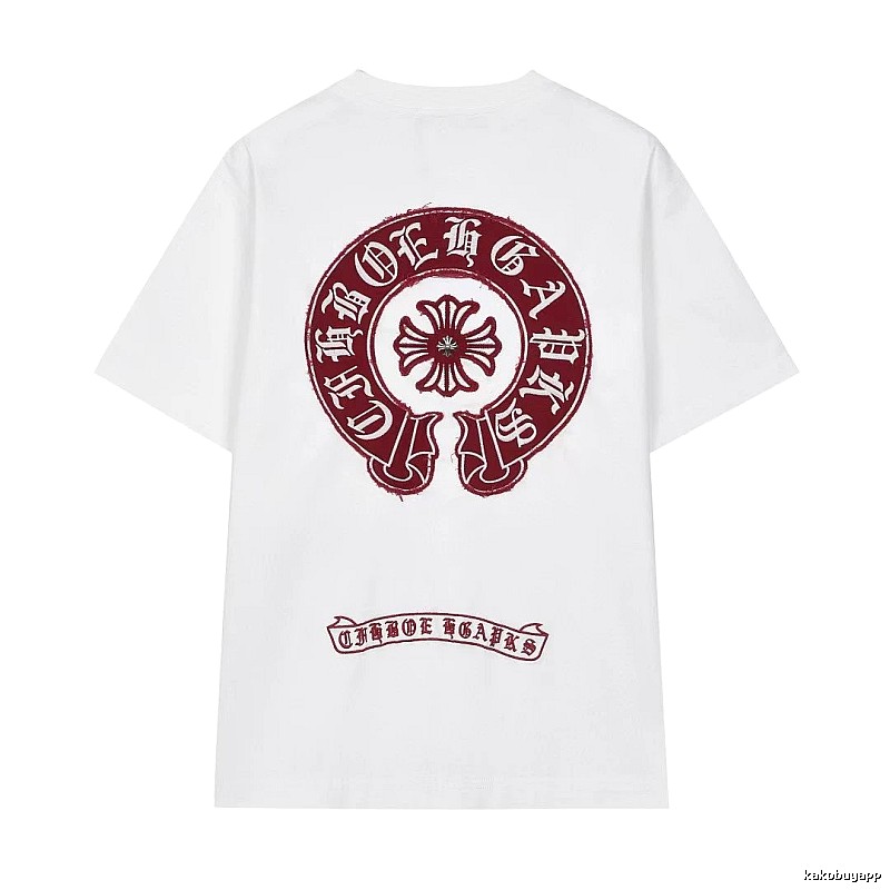 Chrome Hearts Vintage Style White T-shirt with Horseshoe Embroidery