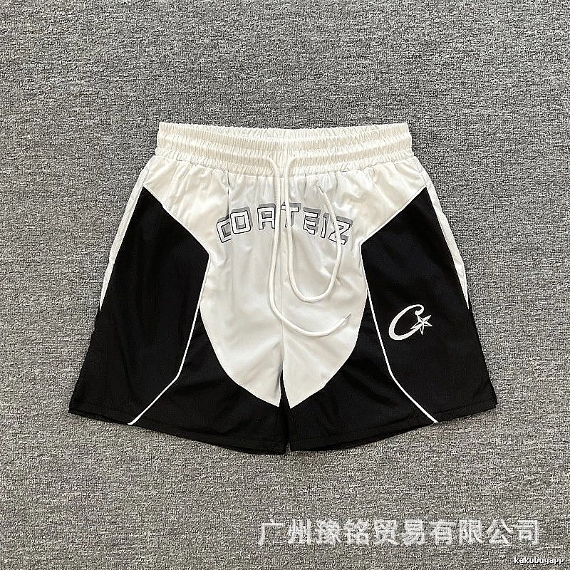 Corteiz Letter Print Street Style Black and White Sports Shorts