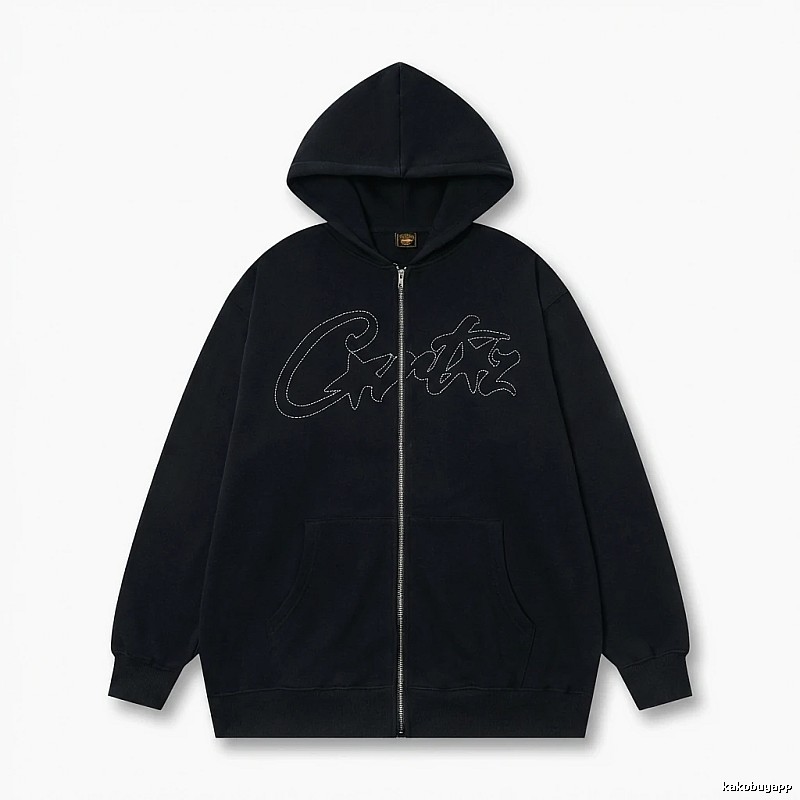 Corteiz minimalist style black hoodie