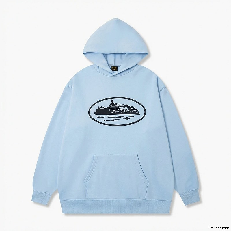 Corteiz Print Minimalist Light Blue Hoodie