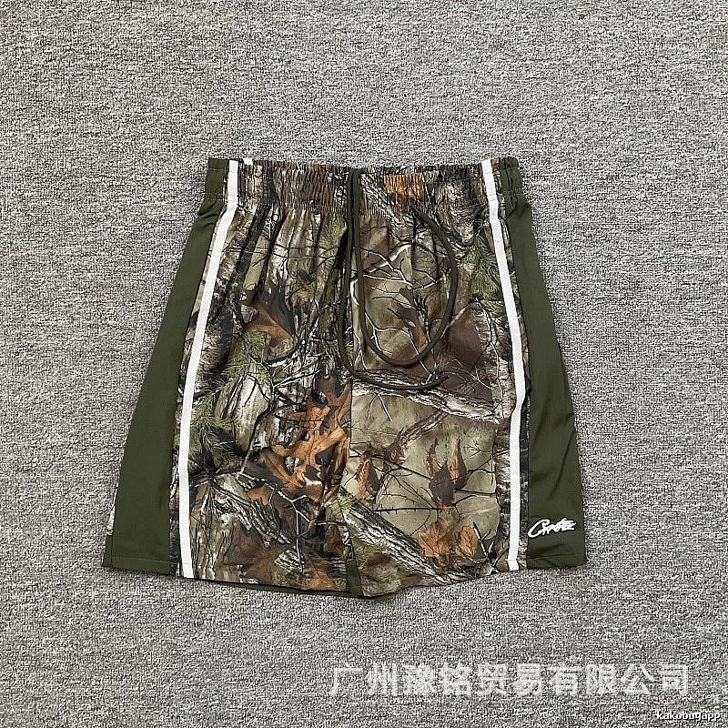 Corteiz Street Style Camouflage Army Green Athletic Shorts