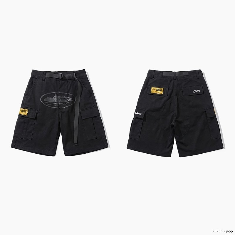 Corteiz workwear-style black shorts