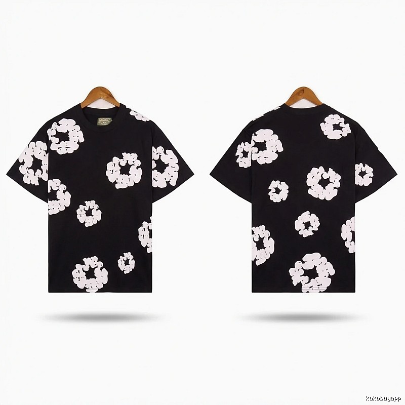 DENIM TEARS Black and White Retro Short-sleeve Shirt